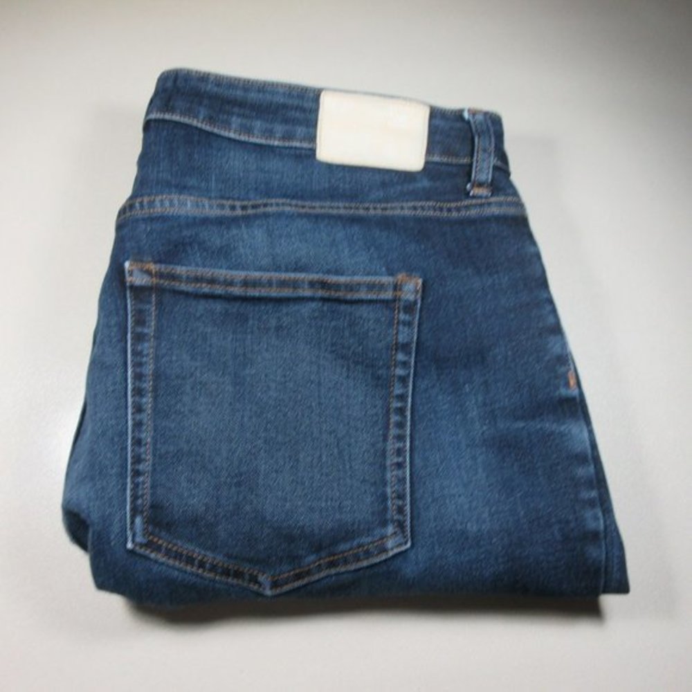 EVERLANE womens dark distressed curvy high rise stretch jeans 35x30